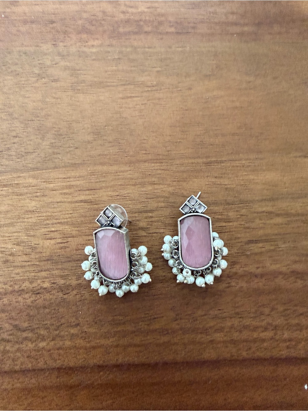 Pink Stone Cluster Drop Earrings - Women Jewelry